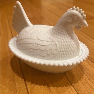 Indiana Milk Glass Hen Candy Dish